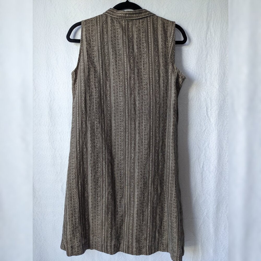 GARNET HILL 100% Linen Classic Sleeveless Full Button Pattern Shirtdress Size 8 - Picture 9 of 9